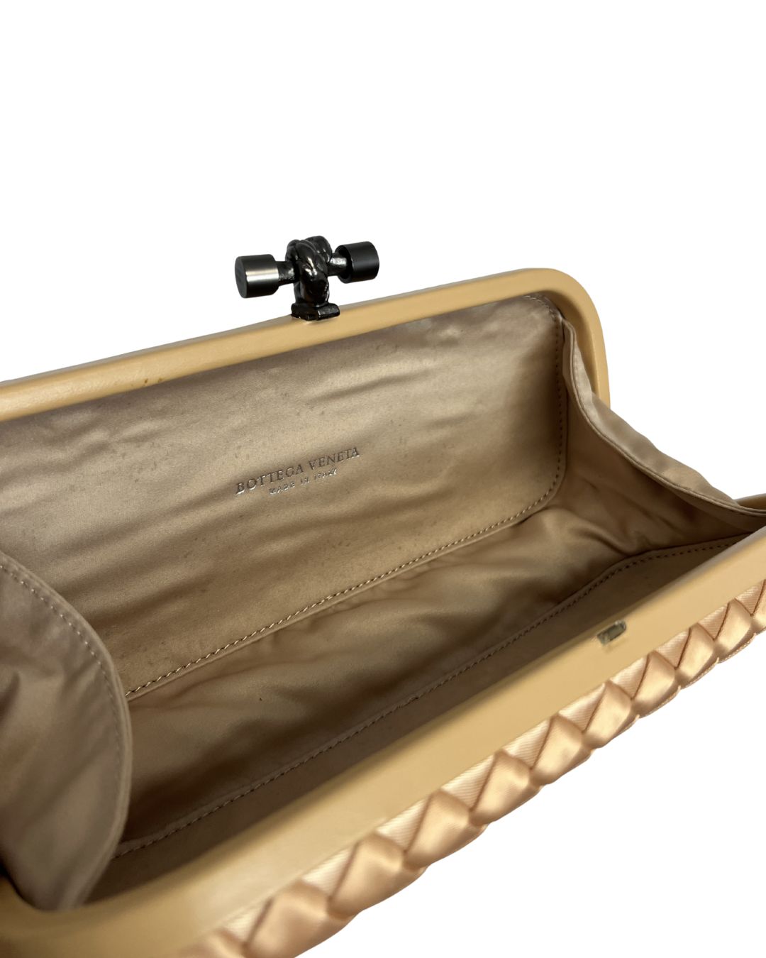 BOTTEGA VENETA Gold Satin Knot Clutch Purse