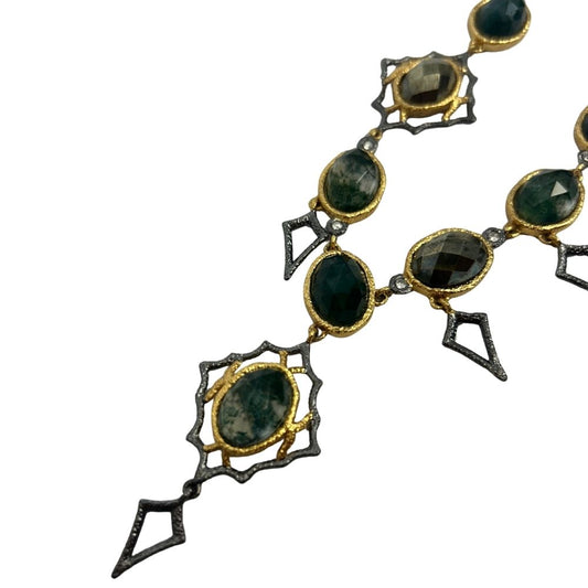 Alexis Bittar Multi-Stone Bracelet – Green Tones with Gold & Pewter Accents