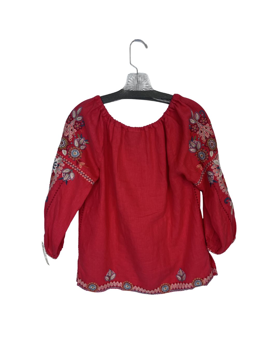 JOHNNY WAS Red Floral Embroidered Top (Size XS)