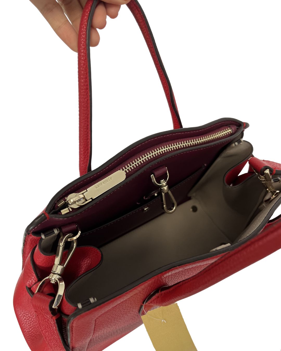 KATE SPADE Knott Medium Red Leather Satchel Handbag