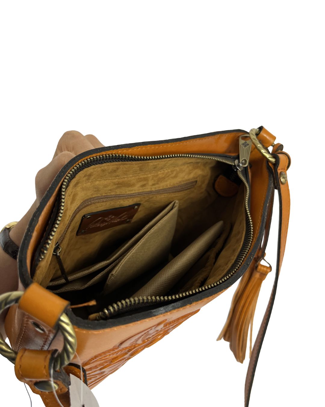 PATRICIA NASH Voletta Brown Leather Crossbody Bag