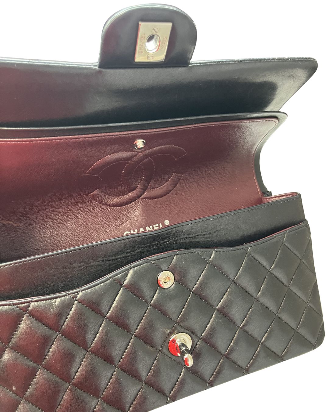 CHANEL Classic Double Flap Black Leather Bag