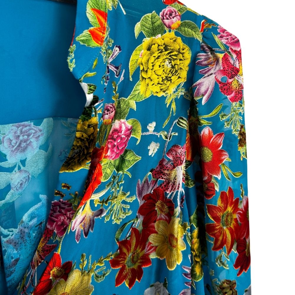 Alice & Olivia V-Neck Floral Print Blouse – Blue Multi
