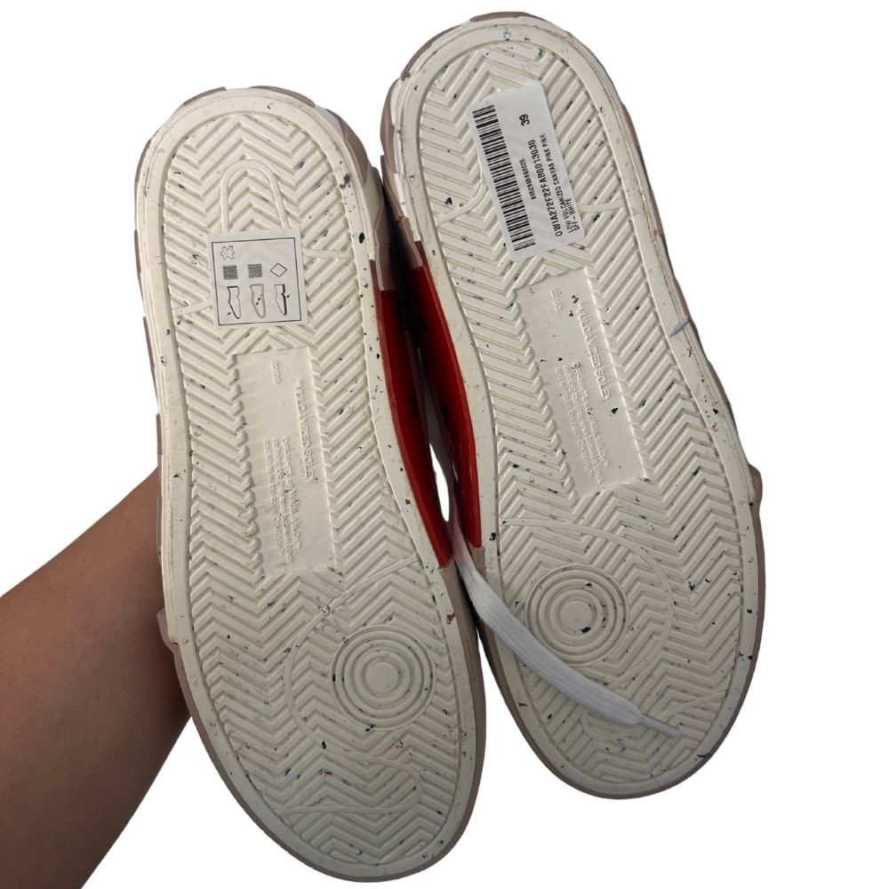 Off-White Canvas Sneakers – Blush with White Stripe Soles (Size 8.5, With Dust Bag)