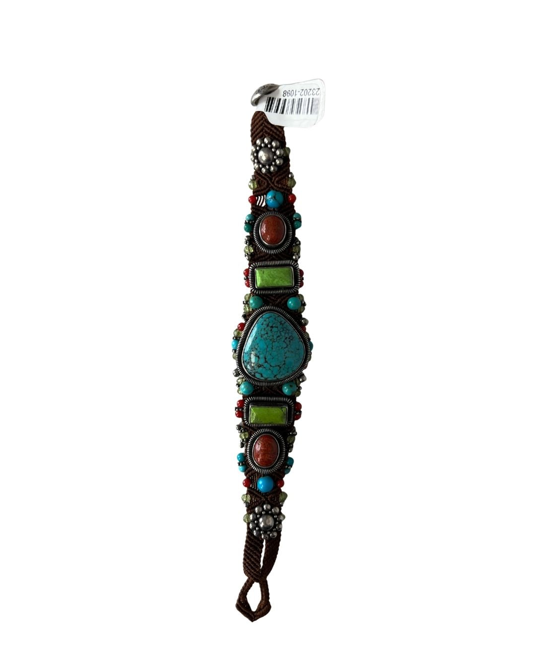 PEYOTE BIRD Woven Leather Turquoise Bracelet
