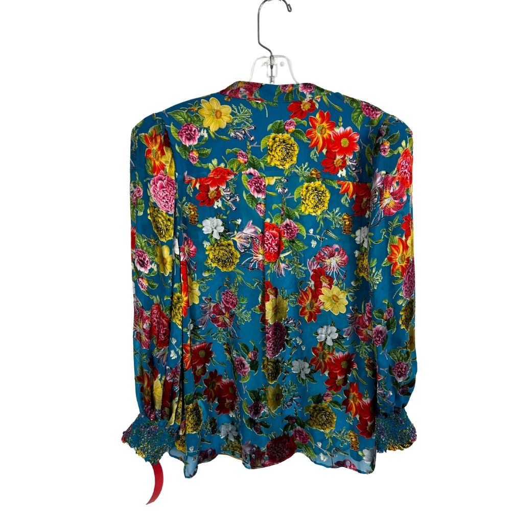 Alice & Olivia V-Neck Floral Print Blouse – Blue Multi