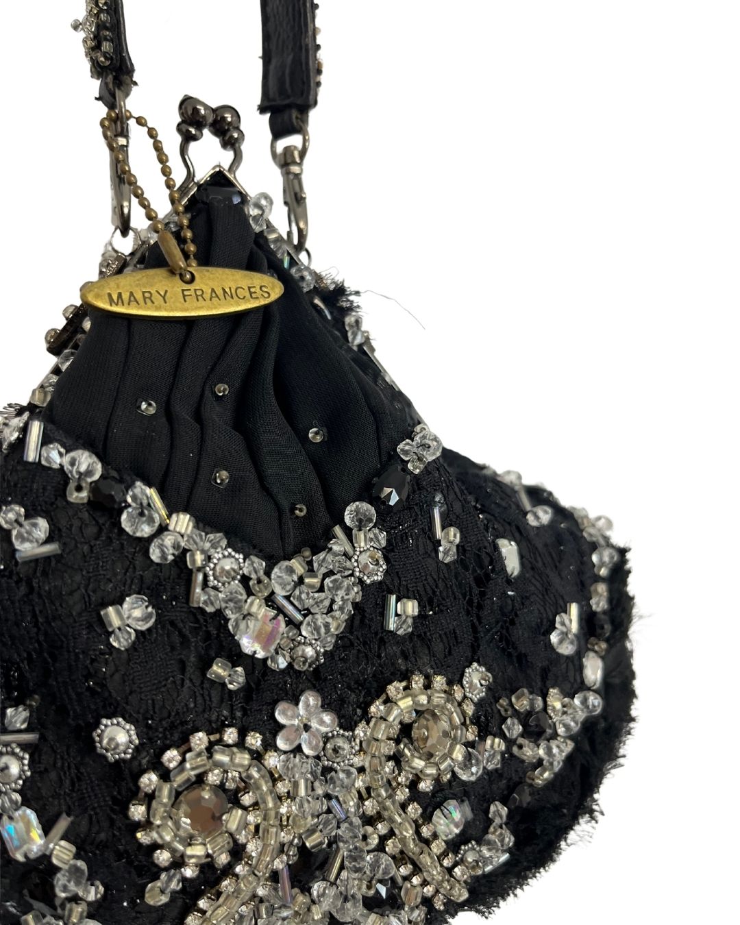 MARY FRANCES Vintage Black Jeweled Crystal Purse