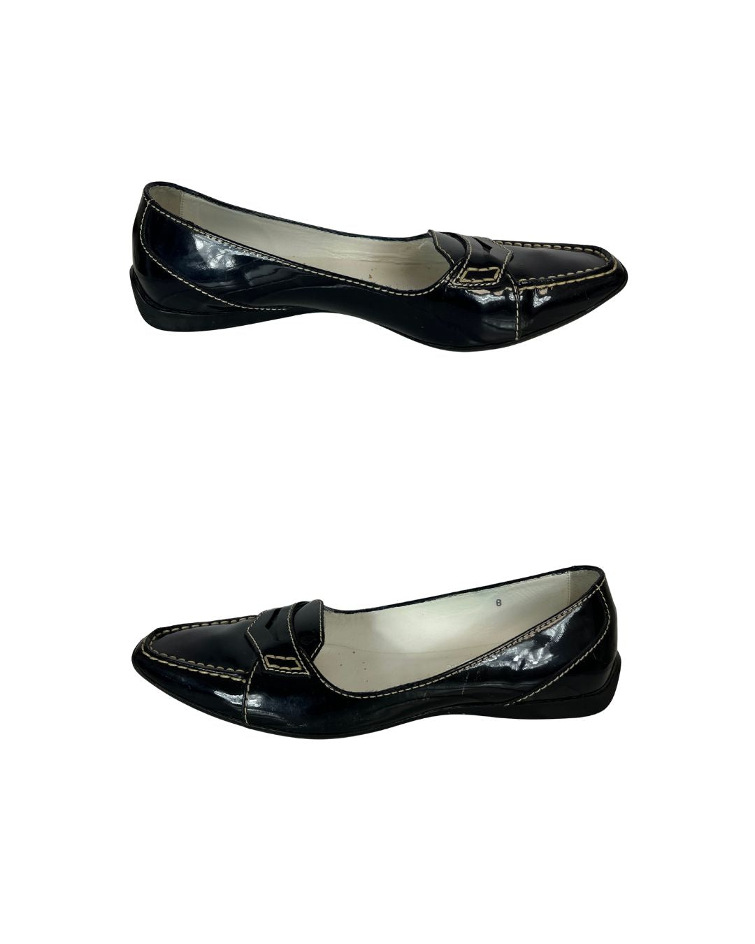 TOD'S Black Patent Leather Loafer Flats (US 8)