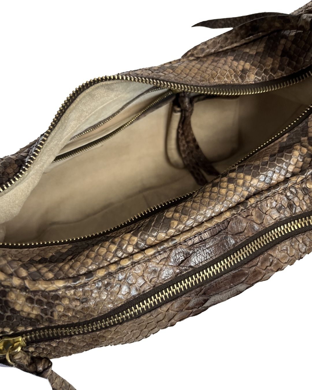 NANCY GONZALEZ Snake Skin Brown Handbag