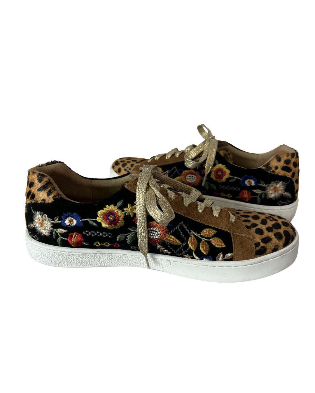 JOHNNY WAS Acacia Floral Leopard Print Sneakers (Size 9)