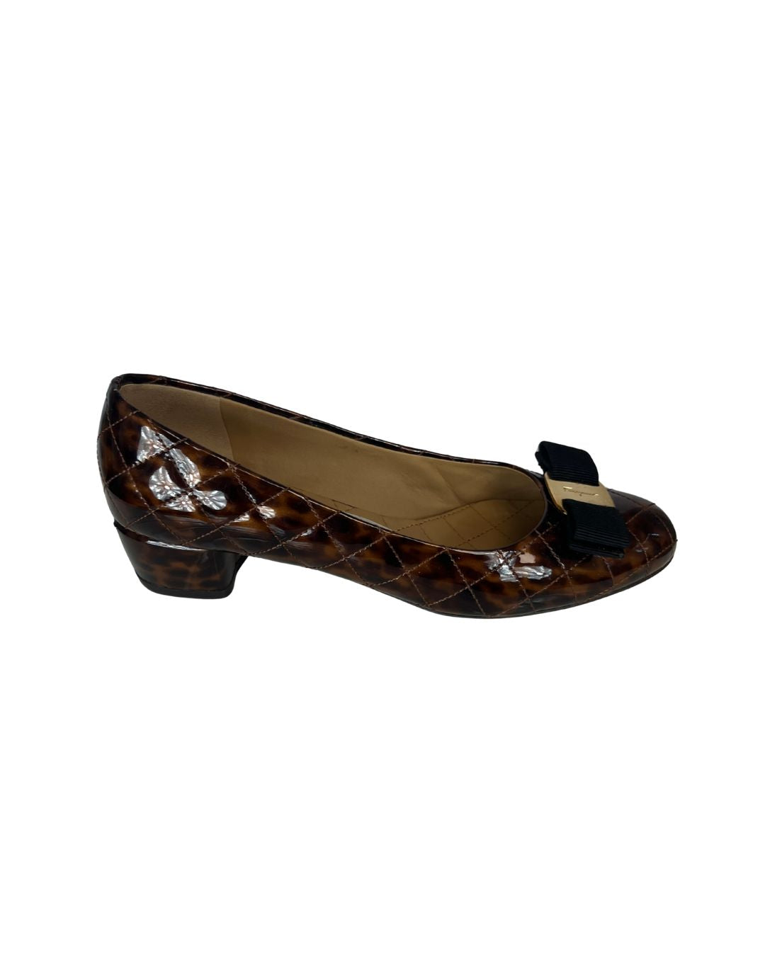 FERRAGAMO Patent Leather Brown Pumps