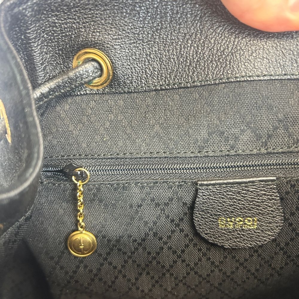Gucci Vintage Black Suede & Leather Bamboo Backpack – Goldtone Hardware (Authenticated)