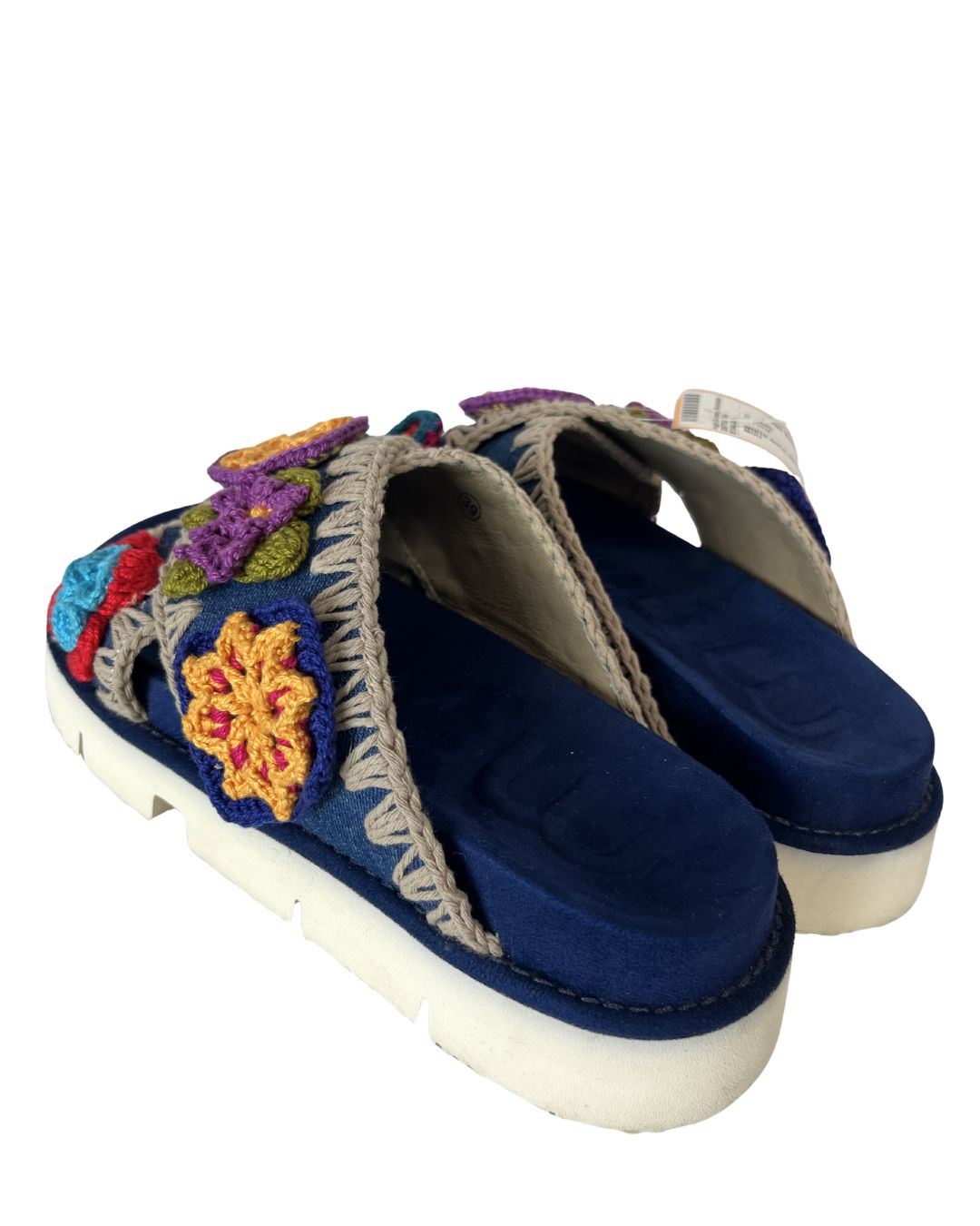 MOU Denim Floral Crochet Sandals (Size 8)