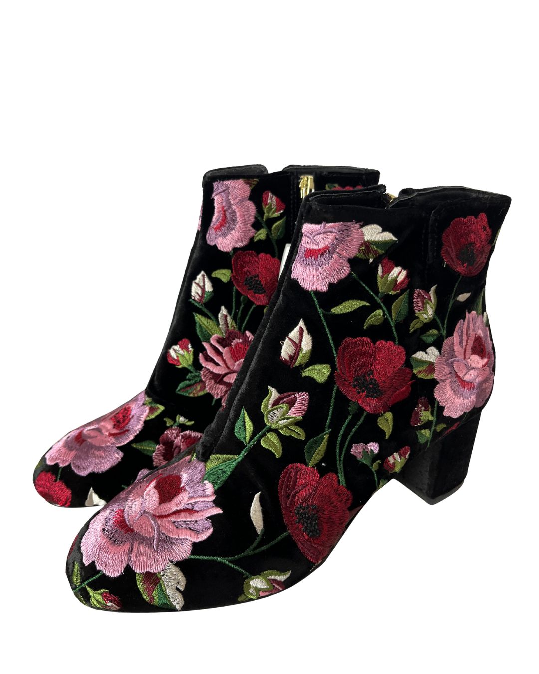 KATE SPADE Lucine Floral Black Velvet Boots (Size 8.5)