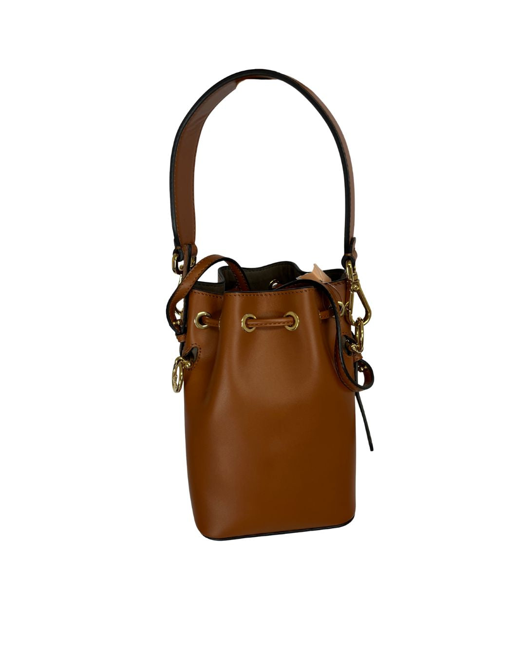 FENDI Mon Tresor Brown Leather Mini Bucket Bag