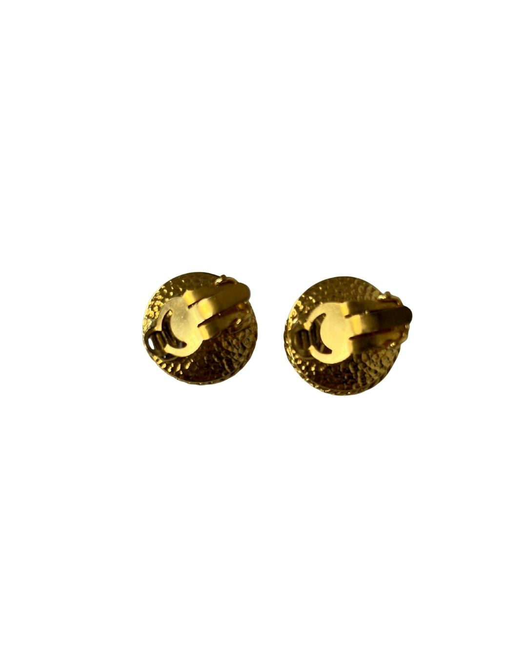 CHANEL Vintage Gold-Plated CC Logo Button Clip-On Earrings