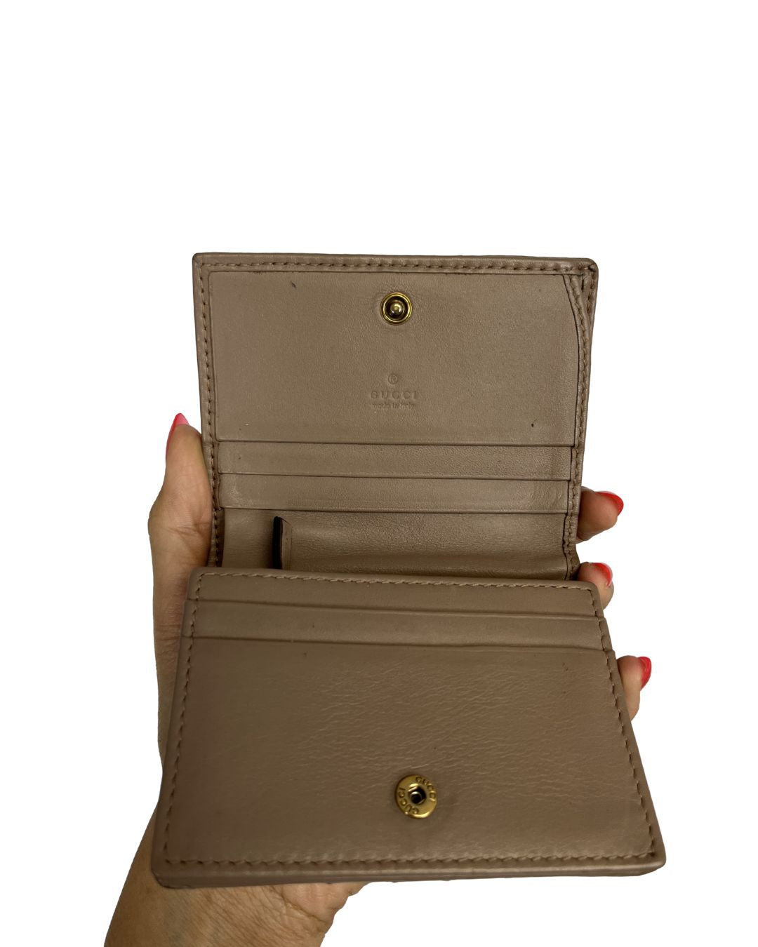 GUCCI GG Marmont Matelassé Beige Card Case Wallet