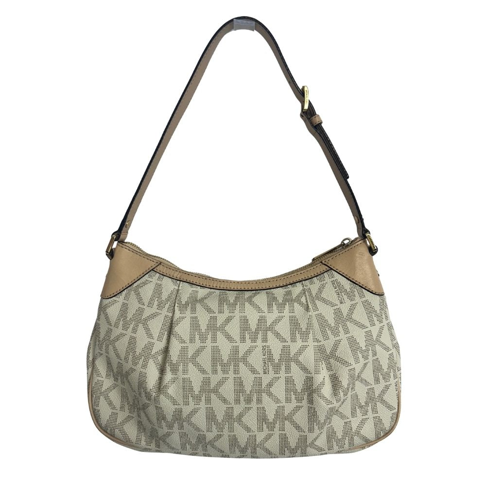 Michael Kors Logo Shoulder Bag – Beige/Tan “MK” Monogram with Single Strap
