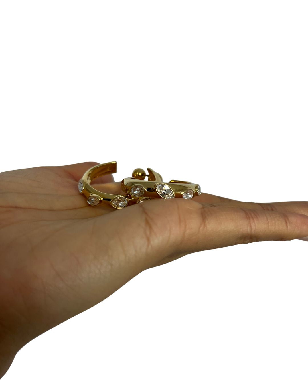 SWAROVSKI Dextera White Crystal Gold Hoop Earrings