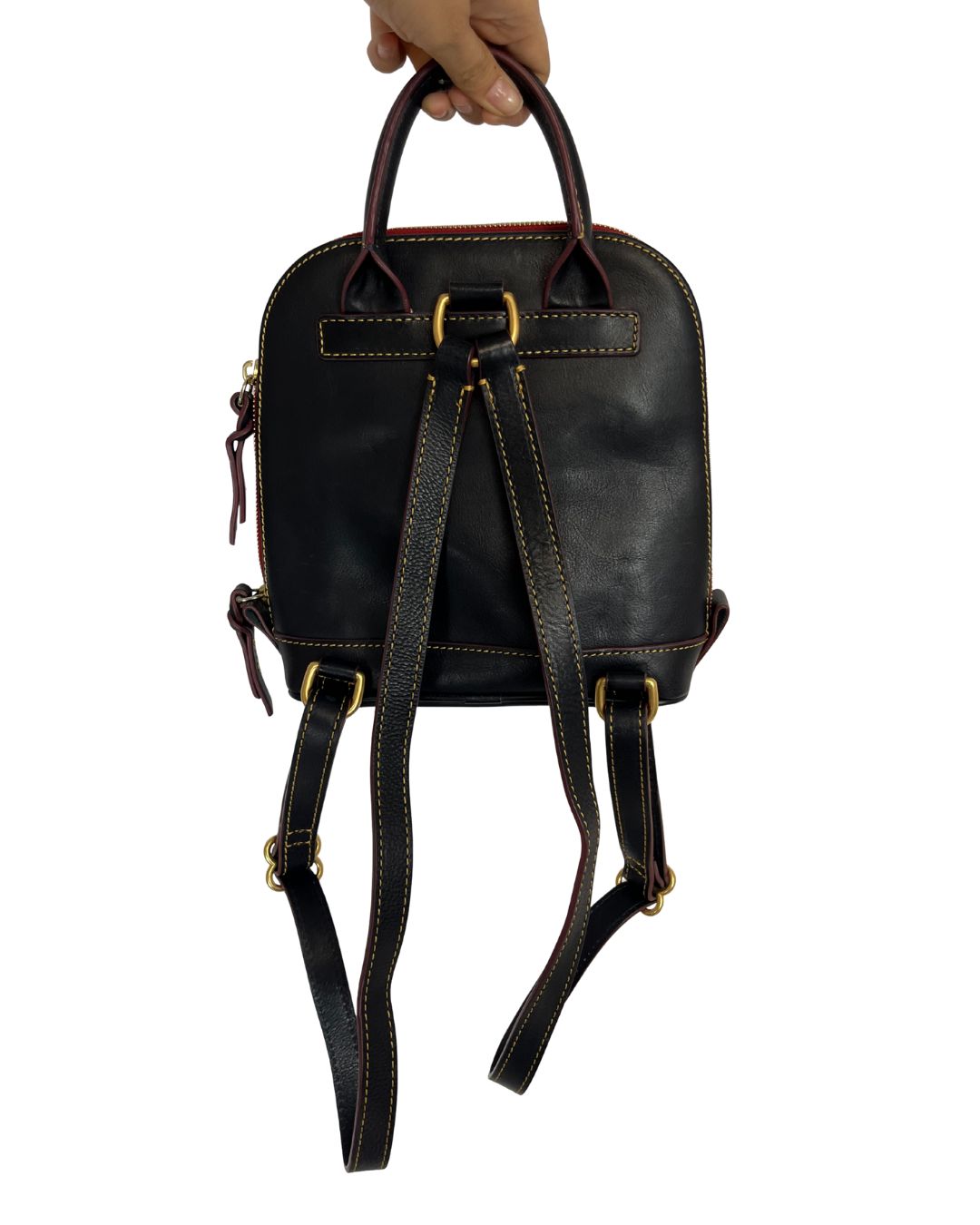 DOONEY & BOURKE Florentine Zip Pod Black Leather Backpack