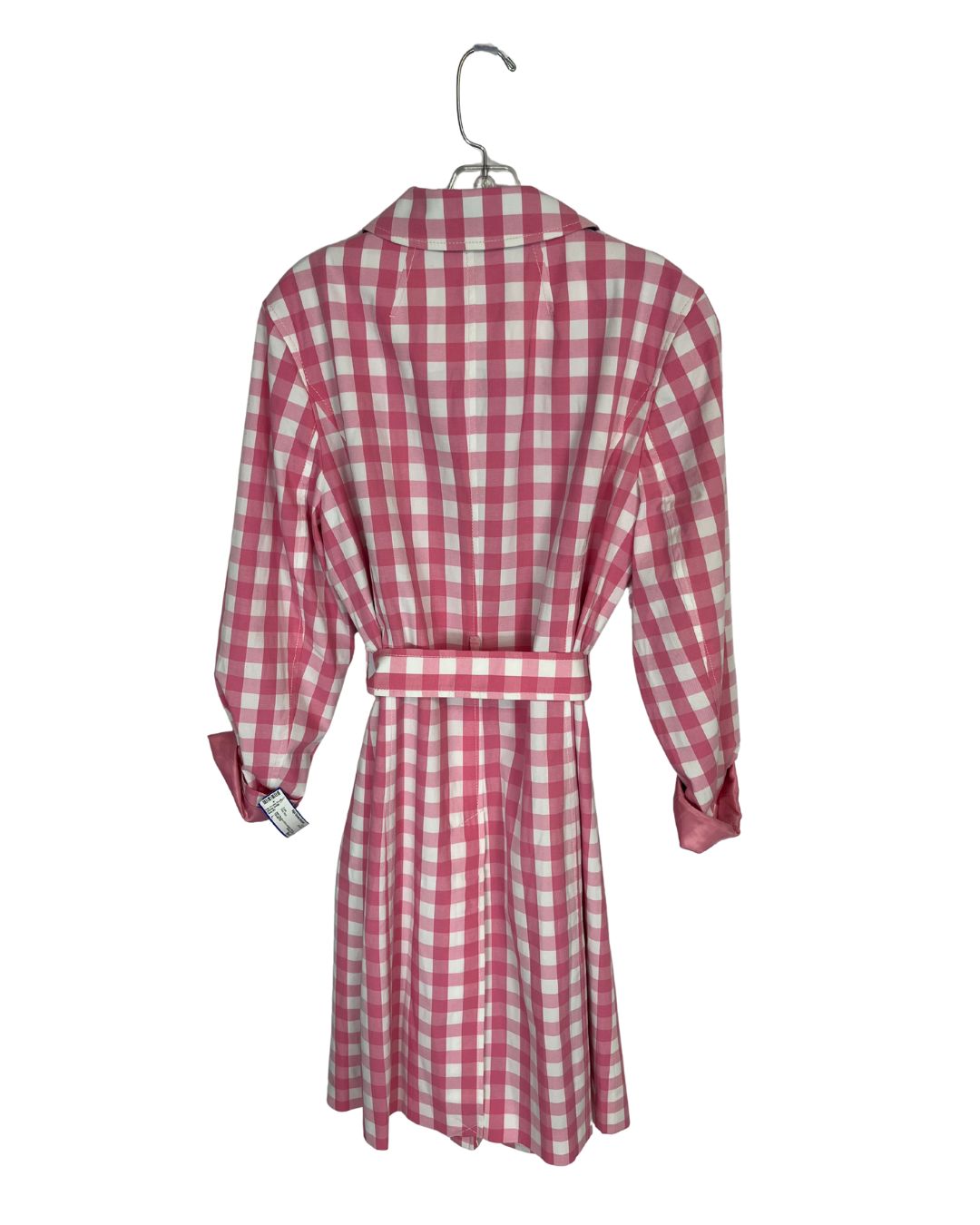 TALBOTS Pink & White Gingham Trench Coach (Size L)