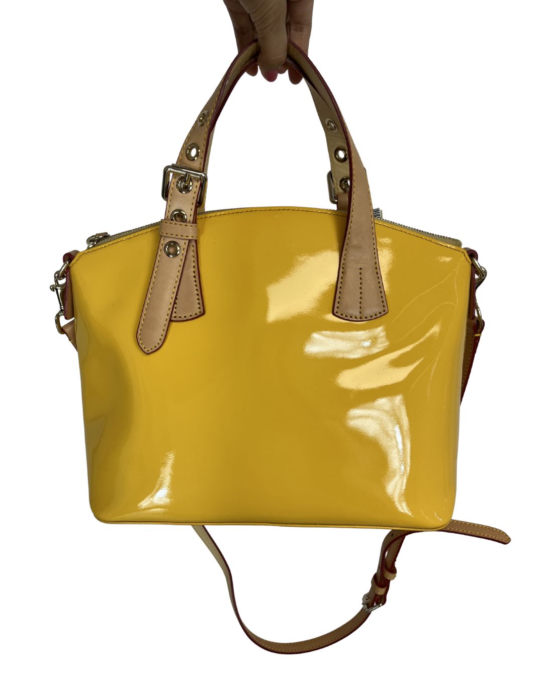 DOONEY & BOURKE Yellow Patent Leather Trina Satchel Handbag