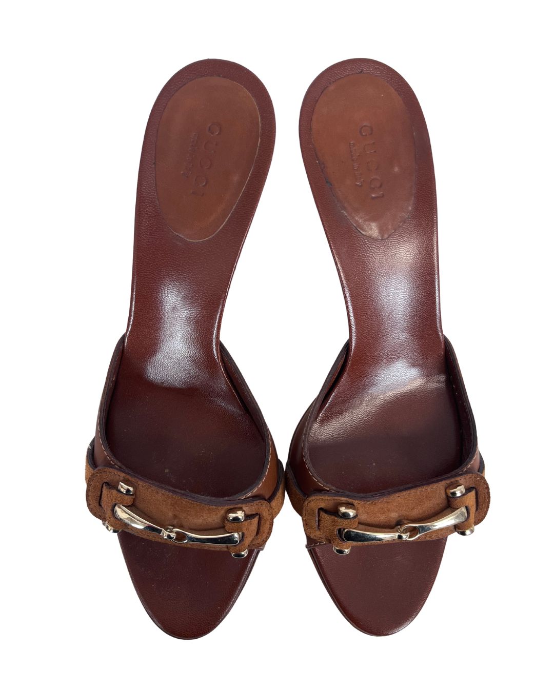 GUCCI Brown Leather Horsebit Mule Heels (Size 8.5)