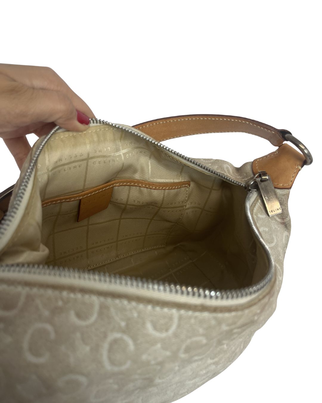 CELINE Vintage C Macadam Suede Shoulder Bag