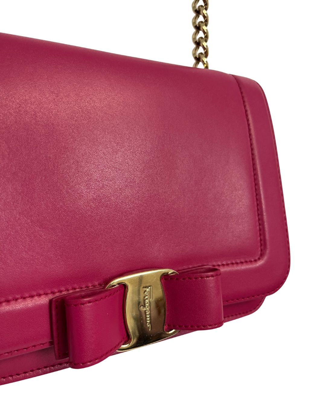 FERRAGAMO Vara Rainbow Small Pink Leather Crossbody Bag