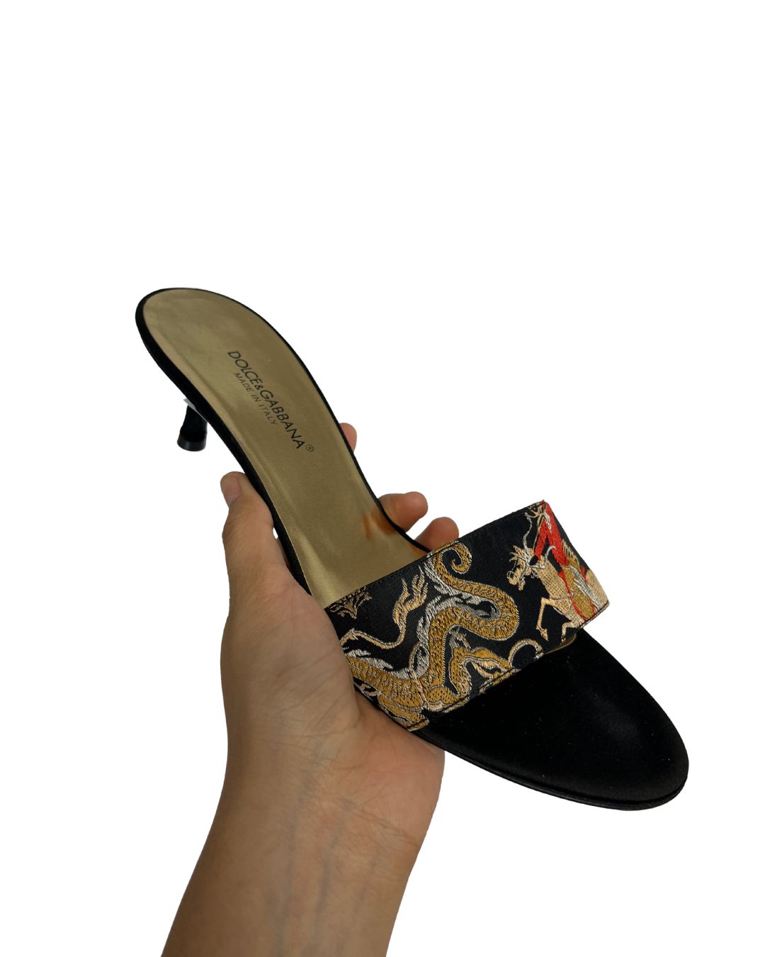 DOLCE & GABBANA Black Print Kitten Heels (Size 9.5)