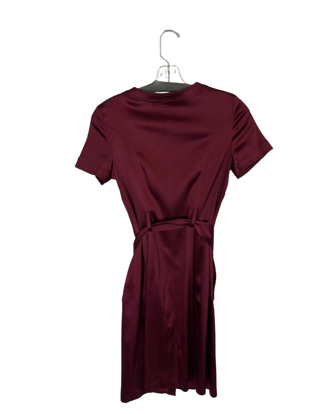 BURBERRY Burgundy Silk Button Down Dress (Size 4)