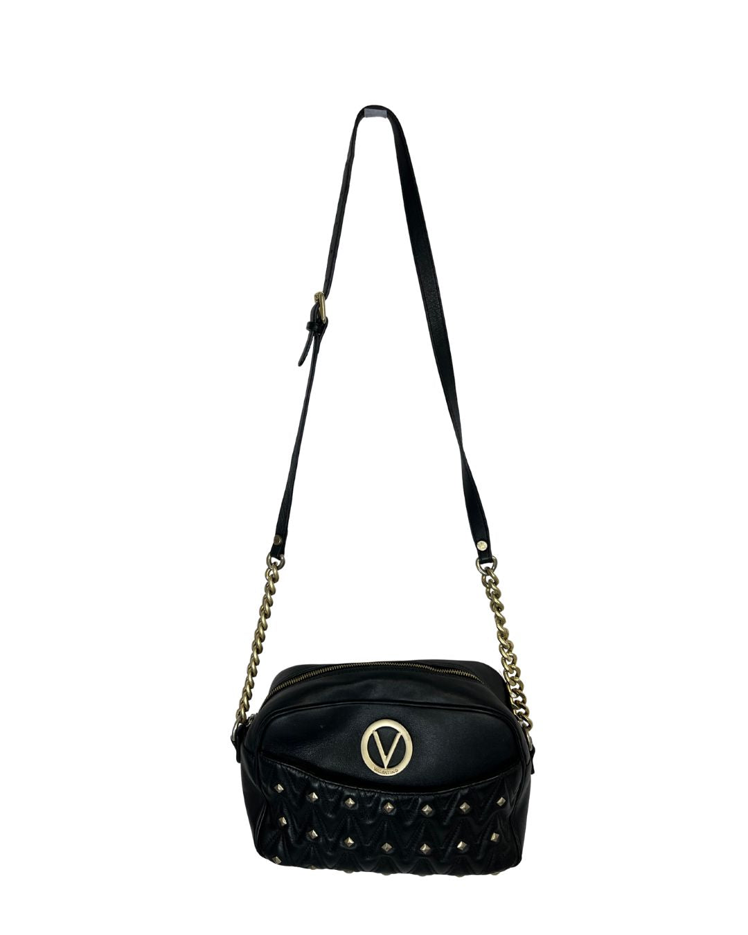 VALENTINO Capucine Studded & Quilted Black Leather Crossbody Bag