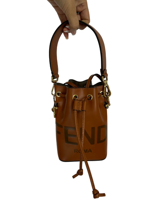 FENDI Mon Tresor Brown Leather Mini Bucket Bag