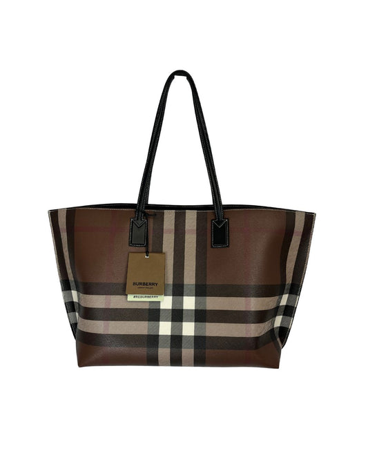 BURBERRY Medium Check Birch Brown Tote Bag