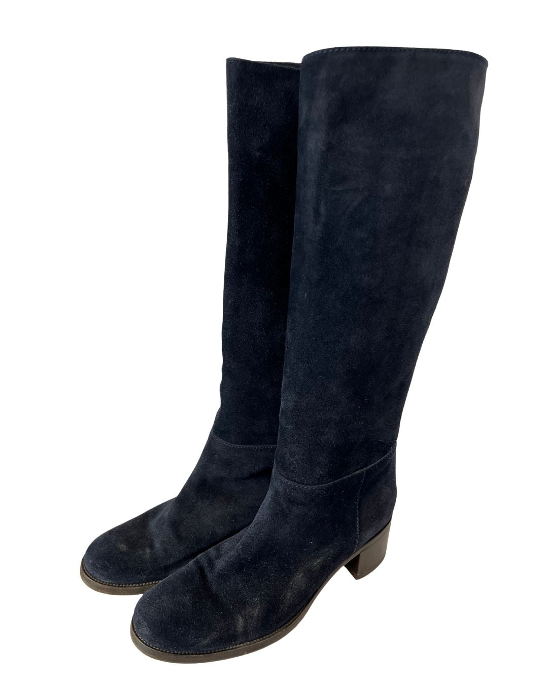 MARNI Dark Blue Suede Heel Boots (Size 9.5)