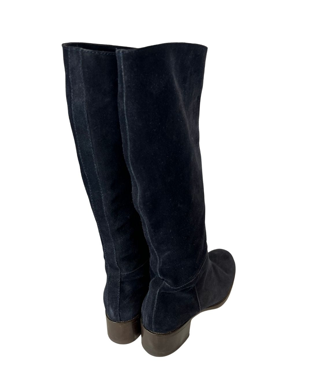 MARNI Dark Blue Suede Heel Boots (Size 9.5)