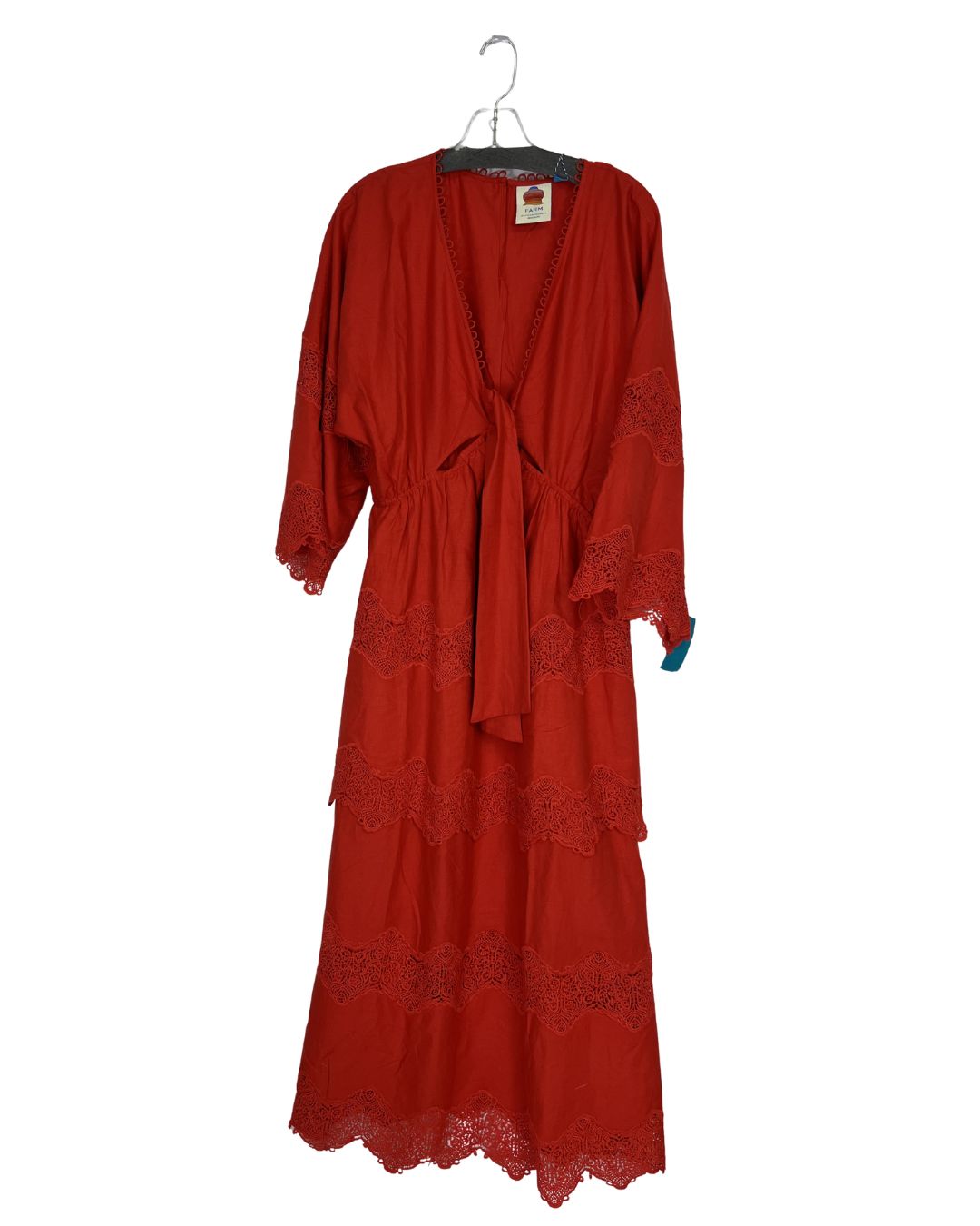 FARM for Anthropologie Orange Maxi Dres (Size L)