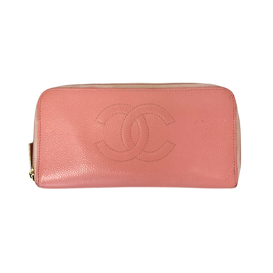 CHANEL Pink Wallet with Embroidered Logo