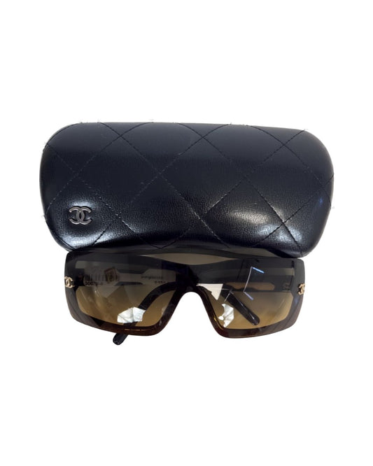 CHANEL Shield Brown Frame Sunglasses