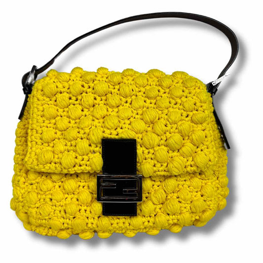 FENDI Yellow Crochet Baguette