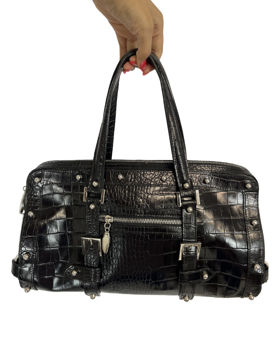 JENNIFER SCOTT Black Leather Shoulder Bag