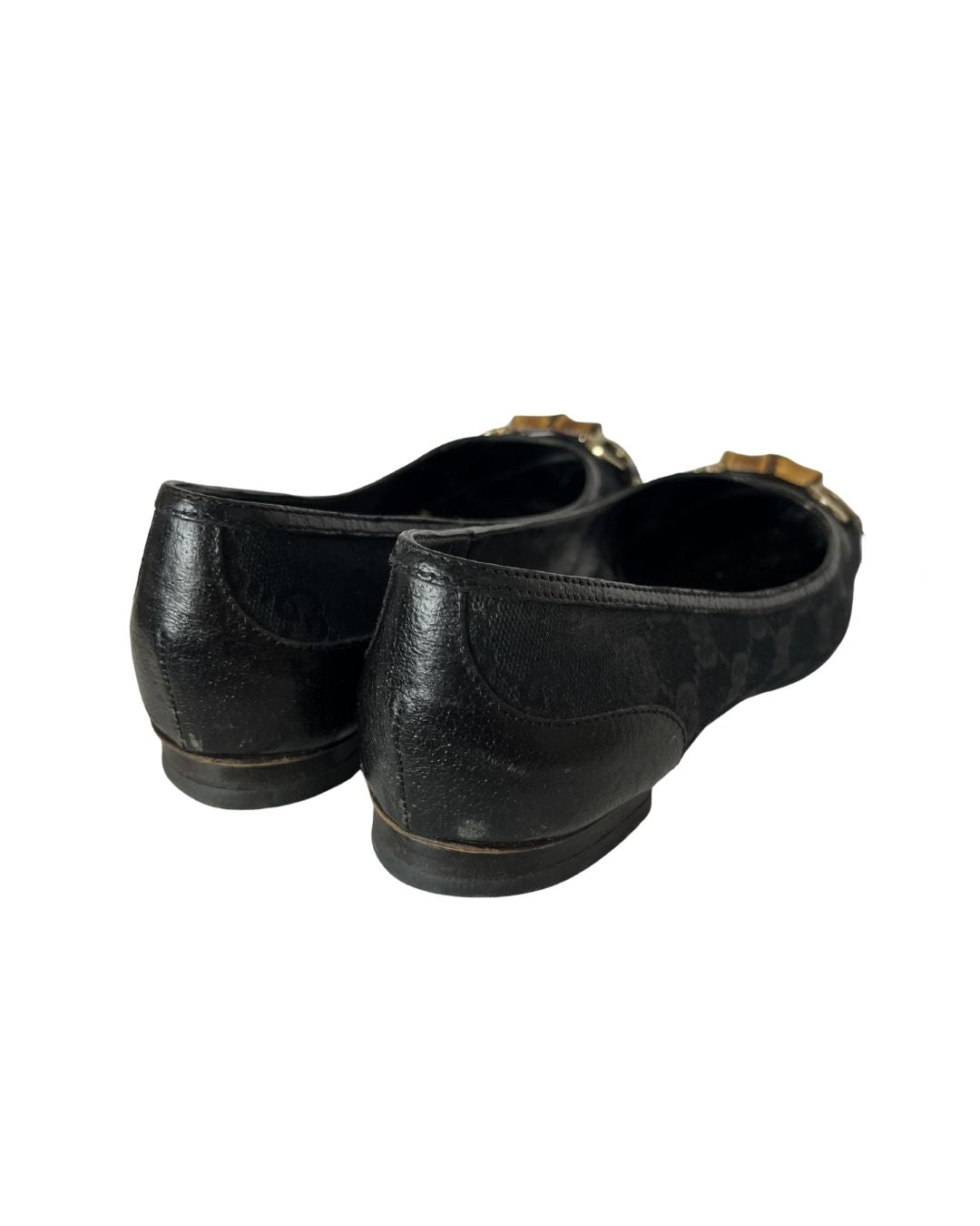 GUCCI Vintage GG Black Canvas Flats (Size 9.5)