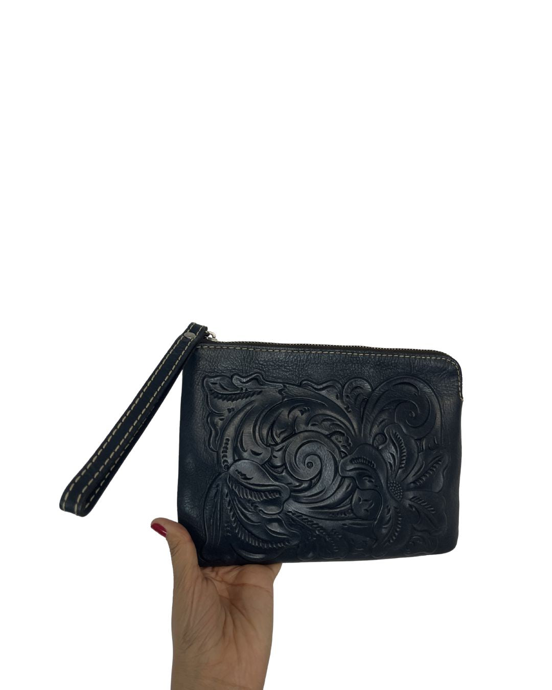 PATRICIA NASH Cassini Deep Blue Leather Wristlet