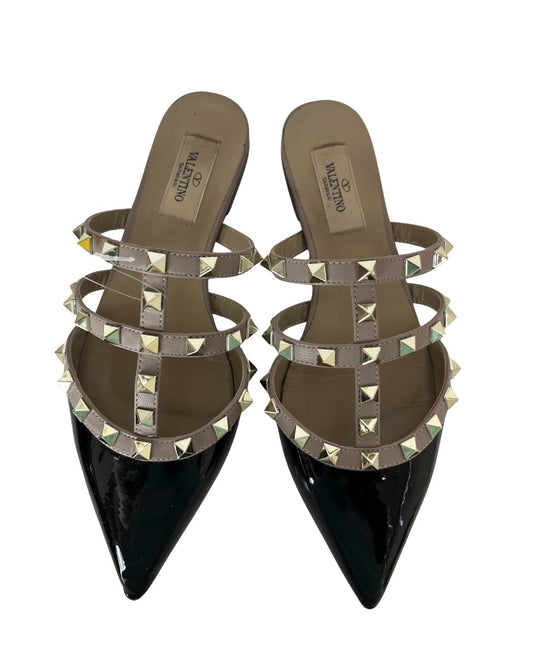 VALENTINO Rockstud Leather Mule Flats (Size 7)
