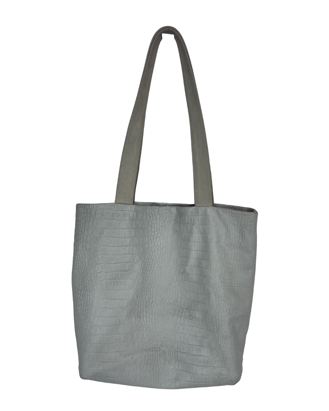 DANIELLA LEHAVI Light Gray Leather Tote Bag