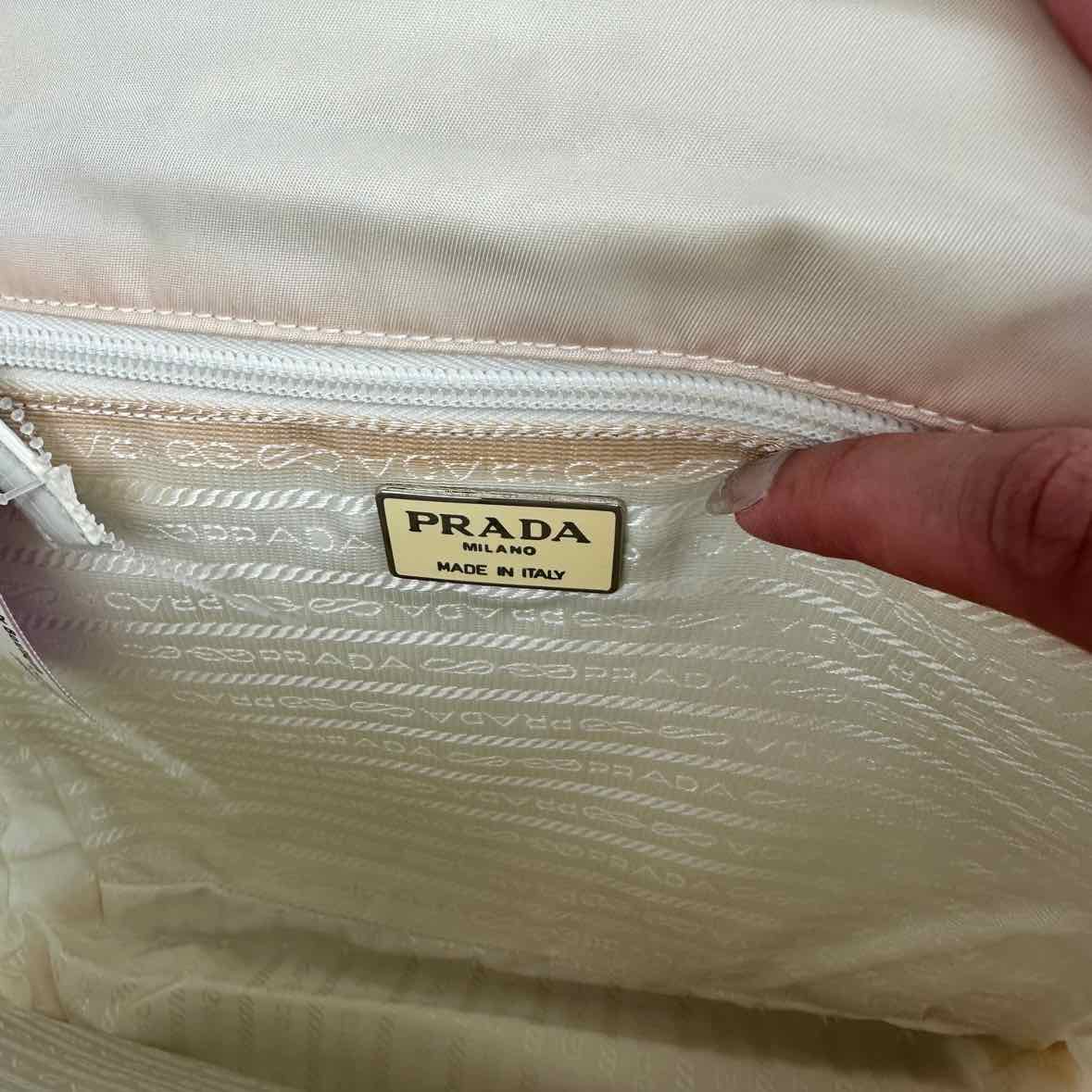 PRADA White Alligator Top Handle Bag