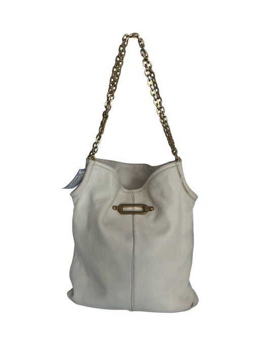 JIMMY CHOO White Leather Hobo Shoulder Bag