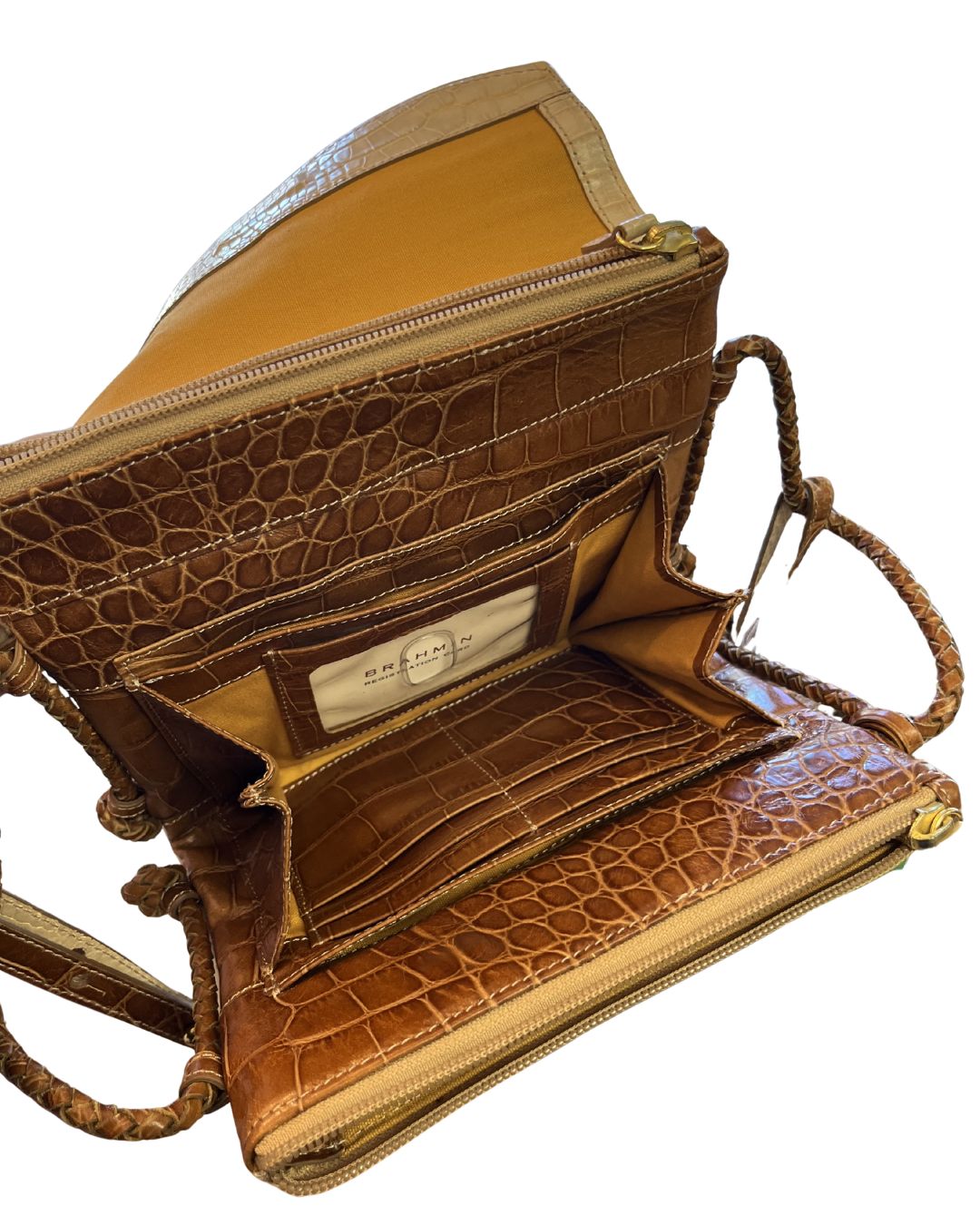 BRAHMIN Beige Brown Leather Crossbody Bag