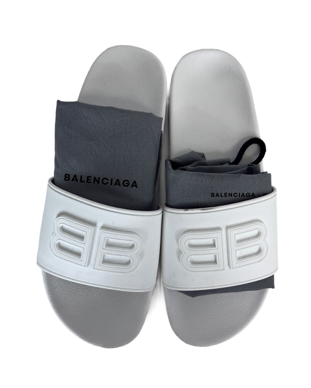 BALENCIAGA White Pool Clog Slides (Size 39)