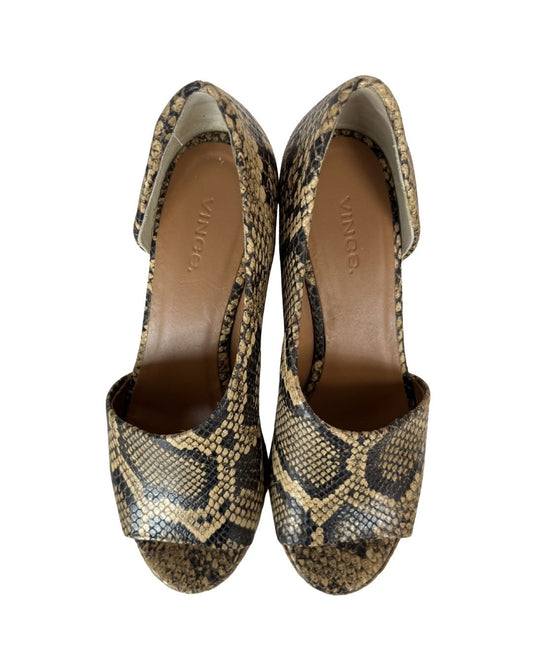 VINCE Snake Skin Peep Toe Wedge Heels (Size 6)